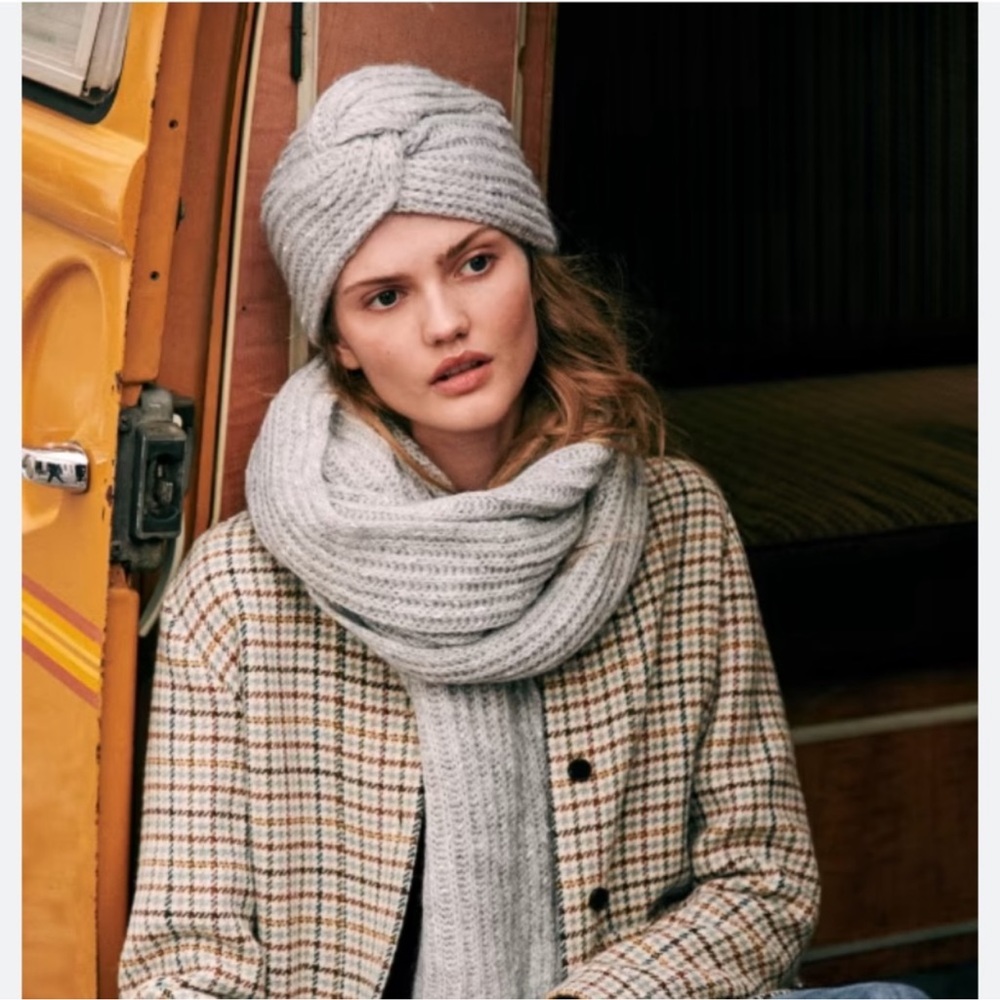 Sézane Charlotte Wool Hat, one size, NWT- light grey